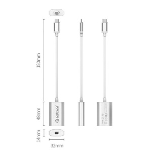 Cablu Orico XC-104 USB Type-C – Mini Display port argintiu - Img 2