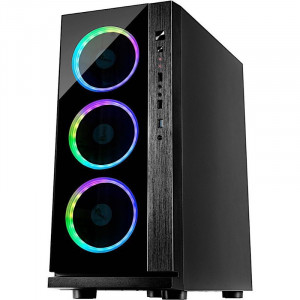 Carcasa Gaming Inter-Tech W-III RGB Black, USB 3.0, Fan controller cu telecomanda, Vent. 3x 120mm LED RGB - Img 3