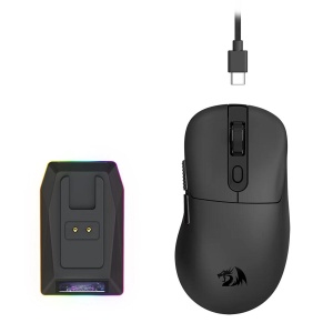 Mouse gaming wireless bluetooth si cu fir Redragon Ebony Ultra negru ultra usor 30K DPI cu dock de incarcare magnetic cu iluminare RGB si display - Img 2