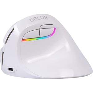 Mouse wireless si bluetooth Delux M618 mini alb pentru stangaci, Open Box - Img 2