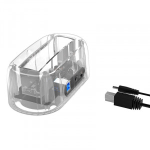 Rack extern HDD/SSD Orico 2.5/3.5" USB 3.0, transparent cu docking station - Img 2