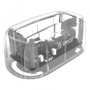 Rack extern HDD/SSD Orico 6139U3 PRO 2.5/3.5" USB 3.0, transparent cu docking station - Img 2