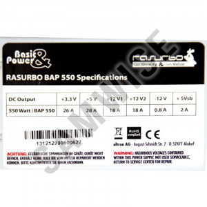 Sursa 500W Rasurbo, BAP-550, 2 x SATA, Molex, Ventilator 120mm, PFC - Img 3