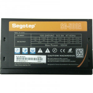 Sursa Segotep SG-500A 500W, 6x SATA, 3x Molex, 2x 6+2 pin, Eficienta 85%, PFC activ, Open box - Img 4