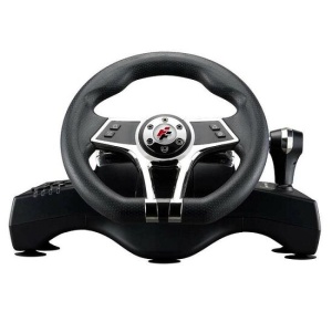 Volan gaming FlashFire Hurricane negru cu argintiu