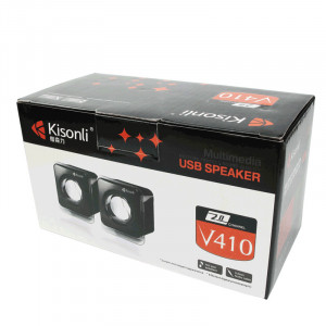 Boxe Kisonli V410, 2x 3W, alimentare USB, 1x jack 3.5mm, Negru - Img 2