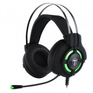 Casti Gaming T-DAGGER Andes Black, Stereo, Iluminare verde, 2x Jack 3.5mm, TRS, Difuzoare 40mm, Cablu 2m