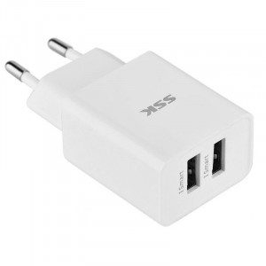 Incarcator retea GSM SSK SDC010, 2x USB, Alb - Img 1