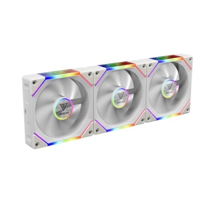 Set 3 ventilatoare Gamdias Aeolus P2 1203 120mm albe iluminare aRGB
