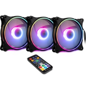 Set 3 ventilatoare Inter-Tech RS-08 120mm iluminare aRGB