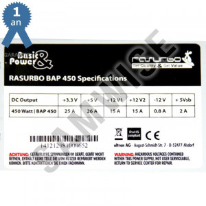 Sursa 450W Rasurbo, BAP-450, 2 x SATA, Molex, Ventilator 120mm, PFC - Img 3