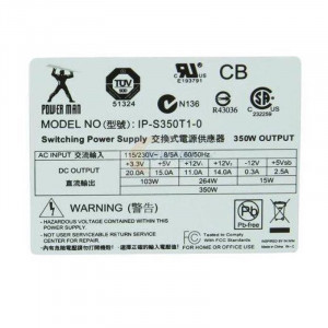 Sursa Power Man 350W IP-S350T1-0, 3x SATA, 1x Molex, 1x PCI-ex 6pin, Vent. 80mm - Img 2