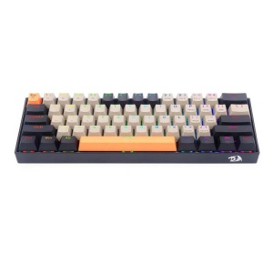 Tastatura Bluetooth si cu fir gaming mecanica Redragon Draconic Pro neagra taste negre gri si portocalii iluminare RGB - Img 3