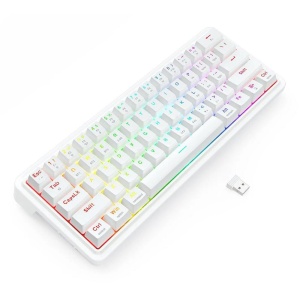 Tastatura Bluetooth si cu fir gaming mecanica Redragon Draconic V2 Pro alba iluminare RGB - Img 2