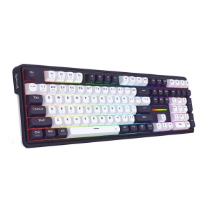 Tastatura gaming mecanica Bluetooth cu si fara fir Redragon Antonium Pro 108 neagra cu alb iluminare RGB - Img 2