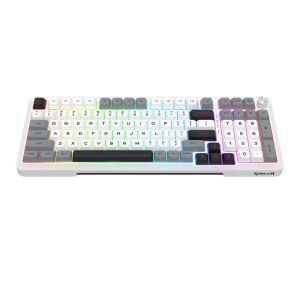 Tastatura gaming mecanica Bluetooth cu si fara fir Redragon Bragi Pro alba cu gri - Img 2
