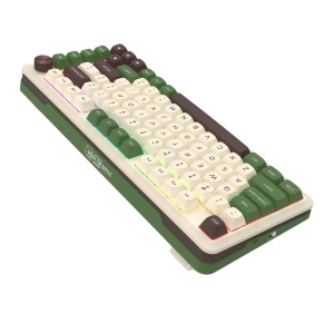 Tastatura gaming mecanica Bluetooth cu si fara fir Redragon Cyrus Pro alba cu verde iluminare RGB - Img 3