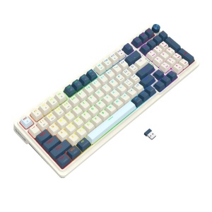 Tastatura gaming mecanica Bluetooth cu si fara fir Redragon Eisa Pro alba cu albastru iluminare RGB - Img 3