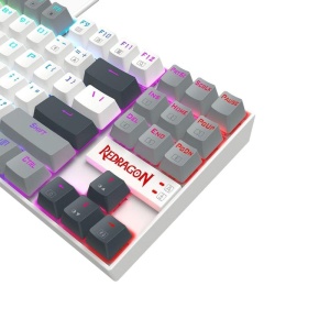Tastatura gaming mecanica Redragon Kumara alba cu gri iluminare RGB switch-uri rosii - Img 4