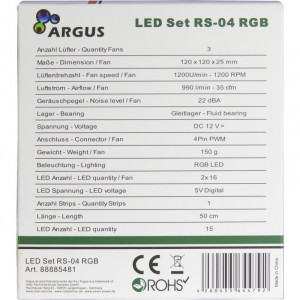 Ventilatoare Inter-Tech Argus RS-04 RGB, 3 Fan Pack, 120 mm, telecomanda + banda LED - Img 7