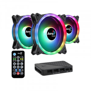 Ventilator Aerocool Duo 12 Pro ARGB 120mm ​Three Fan Pack cu controller H66F - Img 1