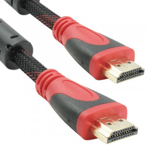 Cablu DeTech HDMI tata - HDMI tata, 5m, Impletit, Calitate superioara, Ecranat cu ferita, Contacte aurite - Img 1