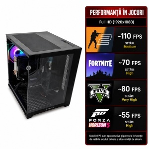 Calculator Gaming Cube V2, Intel Core i5-9400T pana la 3.4GHz, ASUS PRIME B360M-C, 16GB DDR4, SSD 256GB, SSHD 500GB, BIOSTAR RX 580 8GB GDDR5 - Img 2