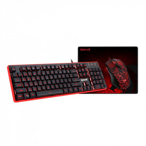 Kit Gaming Redragon S107, Tastatura Iluminata, USB, Mouse Optic Iluminare LED, 3200dpi, MousePad - Img 2