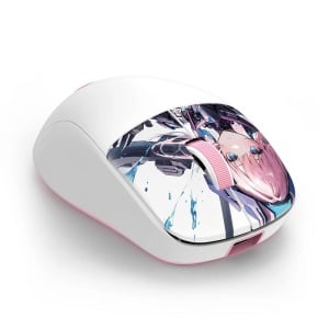 Mouse gaming Bluetooth cu si fara fir Redragon Klyamoor Pro Standard Anime alb cu roz - Img 2