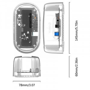 Rack extern HDD/SSD Orico 6139U3 PRO 2.5/3.5" USB 3.0, transparent cu docking station - Img 4