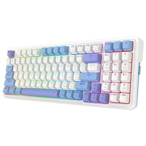 Tastatura gaming mecanica Bluetooth cu fir si wireless Redragon Gloria Pro alba iluminare RGB - Img 4