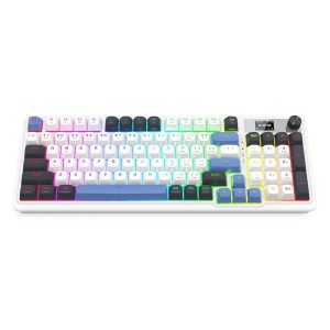 Tastatura gaming mecanica Bluetooth cu si fara fir Redragon Galatin Pro alba cu albastru iluminare RGB - Img 2