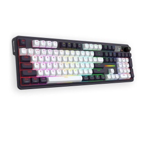 Tastatura gaming mecanica Bluetooth cu si fara fir Redragon Terraflare Pro neagra cu alb iluminare RGB - Img 4