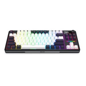 Tastatura gaming mecanica Bluetooth cu si fara fir Redragon Wildslash LCD Pro neagra cu alb iluminare RGB - Img 2