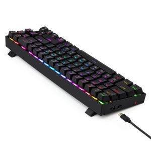 Tastatura gaming wireless si cu fir Redragon Deimos neagra iluminare RGB switch-uri rosii - Img 4