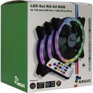 Ventilatoare Inter-Tech Argus RS-04 RGB, 3 Fan Pack, 120 mm, telecomanda + banda LED - Img 8