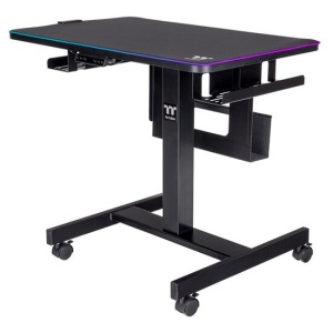 Birou gaming reglabil electric pe inaltime Thermaltake CycleDesk 100 negru iluminare RGB