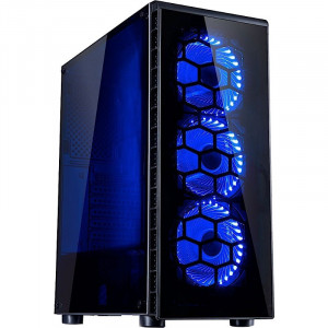 Carcasa Inter-Tech CXC2 Black, USB 3.0, Vent. incluse 3x 120mm LED Albastru - Img 1