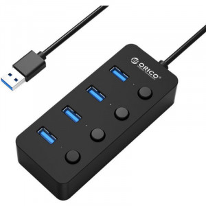 Hub USB Orico W9PH4-U3 V1, 4 porturi, USB 3.0, negru - Img 1