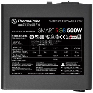 Sursa Gaming Thermaltake Smart Iluminare RGB 500W, 5x SATA, 4x MOLEX, 2x 6+2 pin, PFC activ - Img 4