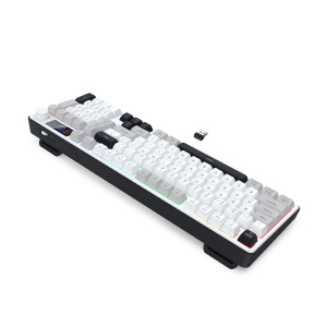 Tastatura gaming Bluetooth cu fir si wireless Redragon Aria Pro alba iluminare RGB cu display - Img 3