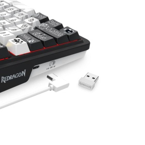 Tastatura gaming mecanica Bluetooth cu si fara fir Redragon Artemis Pro Anime neagra cu alb iluminare RGB - Img 4