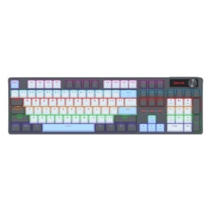 Tastatura gaming mecanica Redragon Caesura neagra cu bleumarin iluminare Rainbow switch-uri rosii,