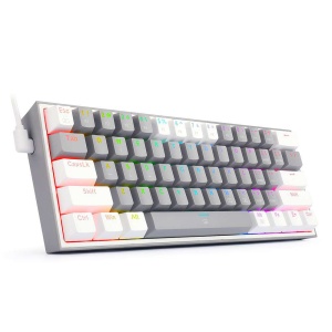 Tastatura gaming mecanica Redragon Fizz gri cu alb iluminare RGB switch-uri rosii - Img 3