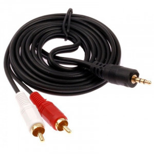 Cablu Audio DeTech Jack 3.5mm male - 2x RCA male, Calitate superioara, 1.5m - Img 1