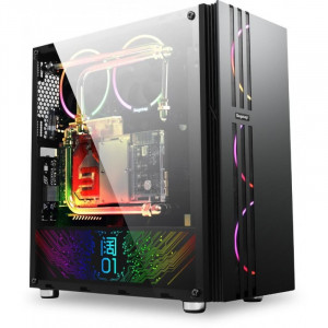 Carcasa Gaming Segotep Fenix 2, USB 3.0, Panou transparent, MiddleTower, Vent. 2x 120mm RGB led - Img 1