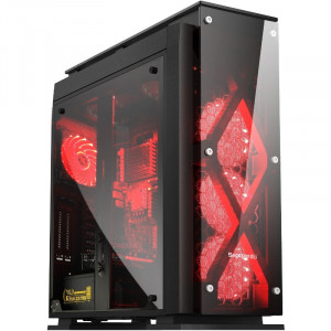Carcasa Gaming Segotep T5 Black, USB 3.0, Tempered glass, MiddleTower, Desigilat - Img 1