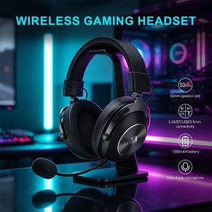 Casti gaming Bluetooth cu fir si wireless Redragon Titan negre dual microfon - Img 2