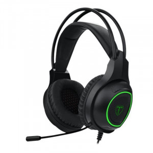 Casti Gaming T-DAGGER Atlas Black, Stereo, Iluminare verde, 2x Jack 3.5mm, TRS, Difuzoare 40mm, Cablu 1.95m - Img 1