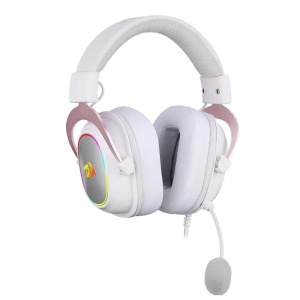 Casti Redragon ZeusX 7.1 albe cu roz iluminare RGB - Img 2